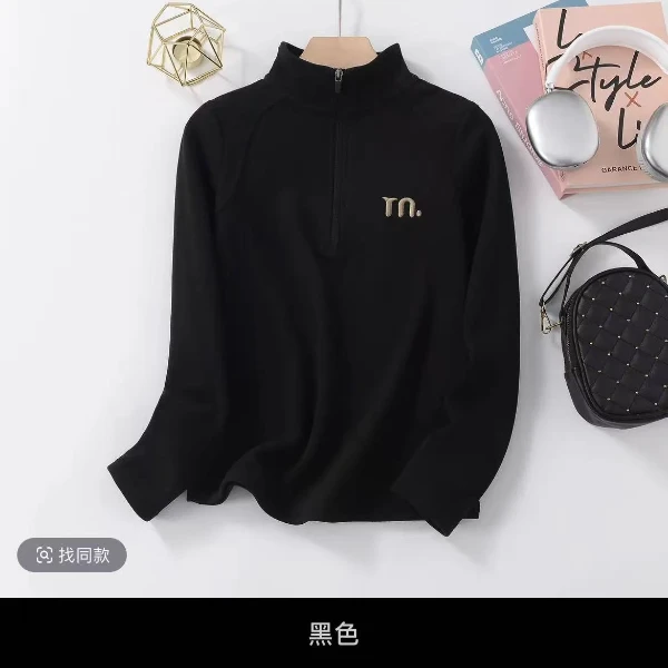 188 2025新款加厚防风刺绣休闲百搭半拉链长袖卫衣女