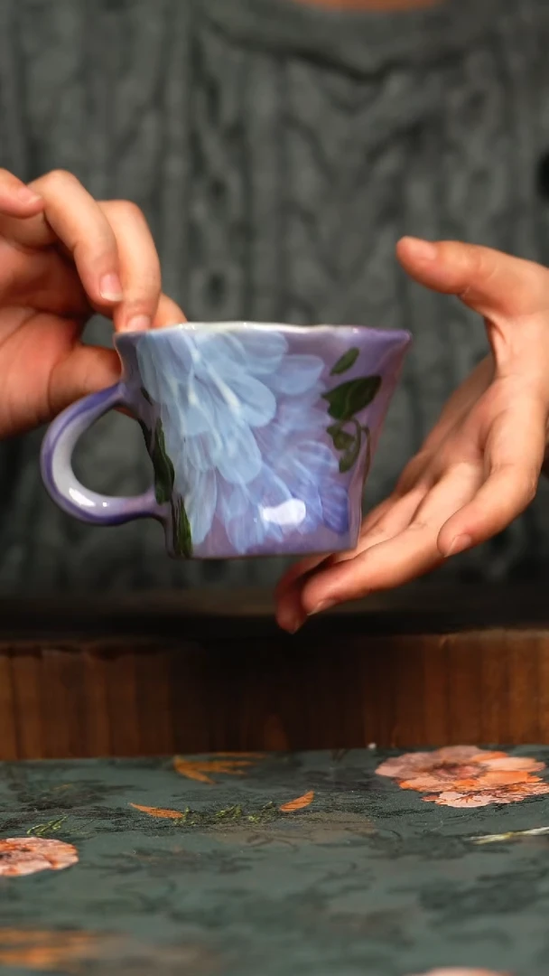 杯釉下彩手工手绘同款陶器
