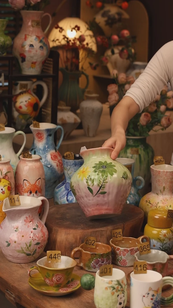 陶瓷景德镇设计师手作花器摆件侘寂风593