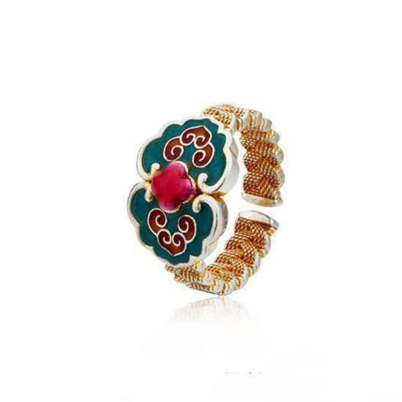 合金戒指 「宫廷」国风新中式珐琅彩轻奢小众百搭戒指女送好友礼物