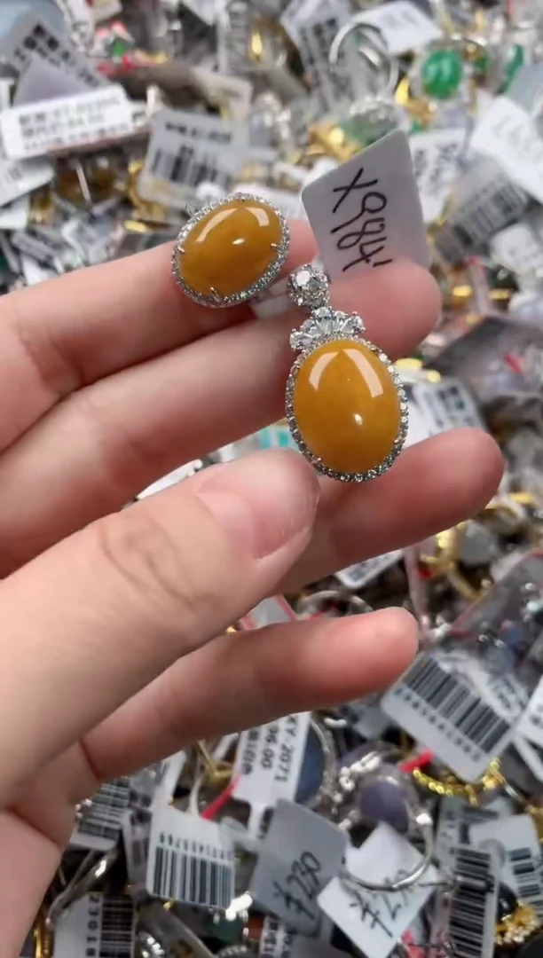 银S925镶嵌戒指翡翠555---5