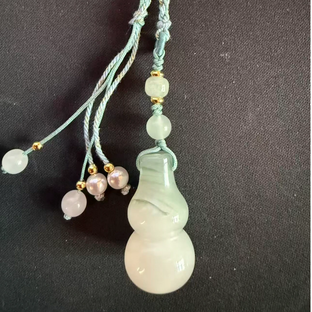 天然石英质玉葫芦挂件福禄寓意美观饰品