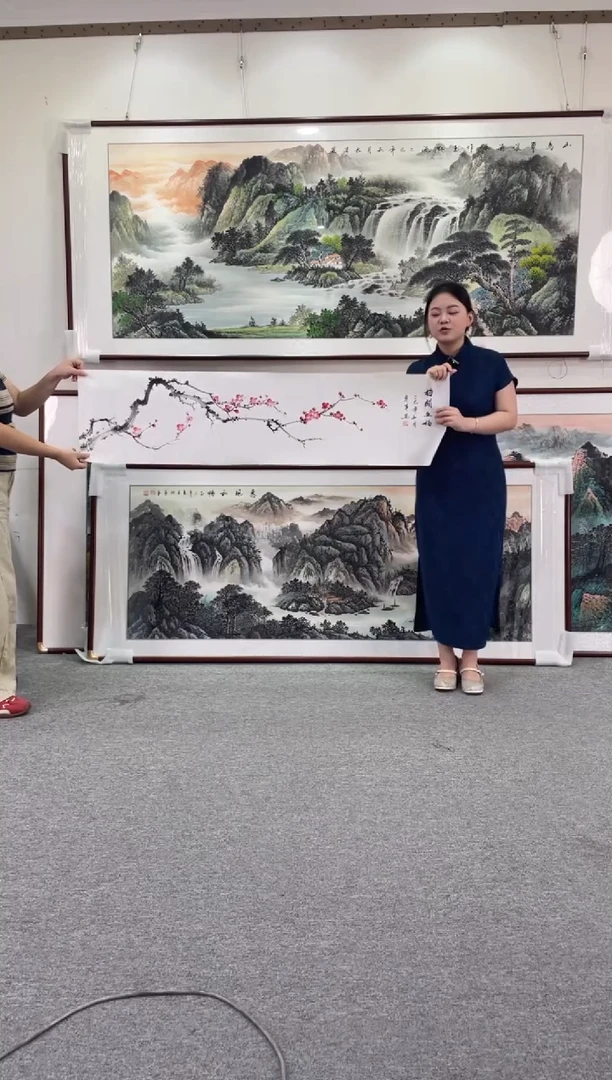 国画梅开五福164*48手绘国画