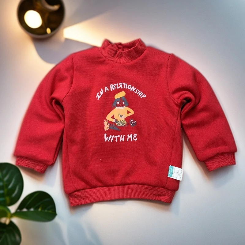 优儿宝贝1142103女童年装国风加厚夹棉打底卫衣百搭保暖舒适洋气