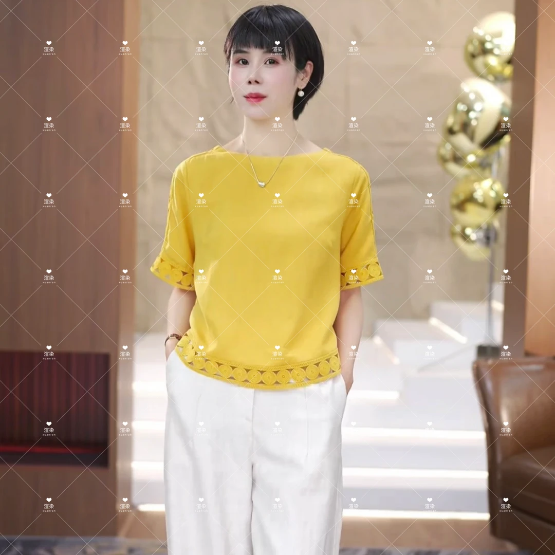 【渲渲推荐】6698夏季时尚气质花边铜钱小衫