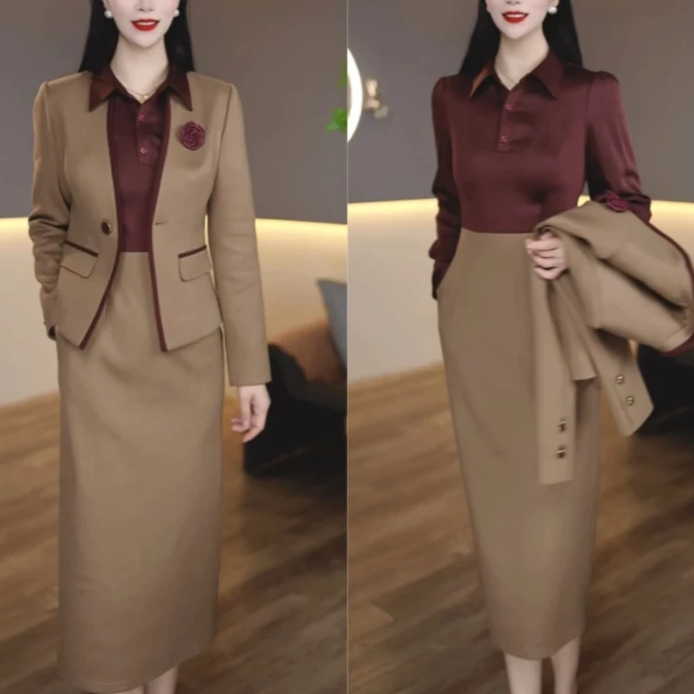 慕诗原创女装新款两件套时尚气质连衣裙套装6093