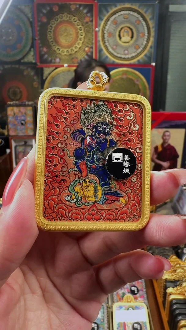 吊坠 壹善缘城手绘唐卡黑C