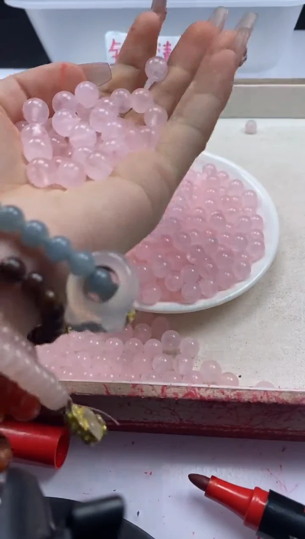 【闪购商品】水晶颈饰未镶嵌w933粉水晶8mm*30颗