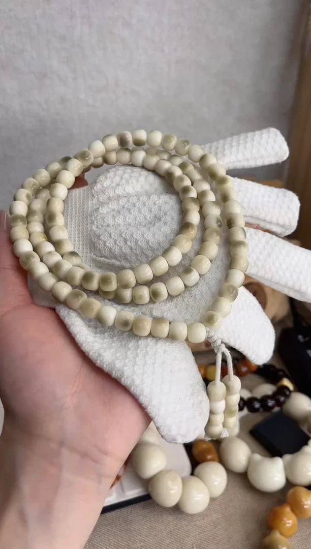 【闪购商品】菩提根/象牙果手串m431白玉菩提绿幽灵8*9mm念珠