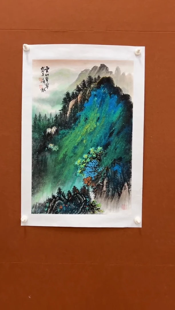 国画李文峰四尺三开泼彩