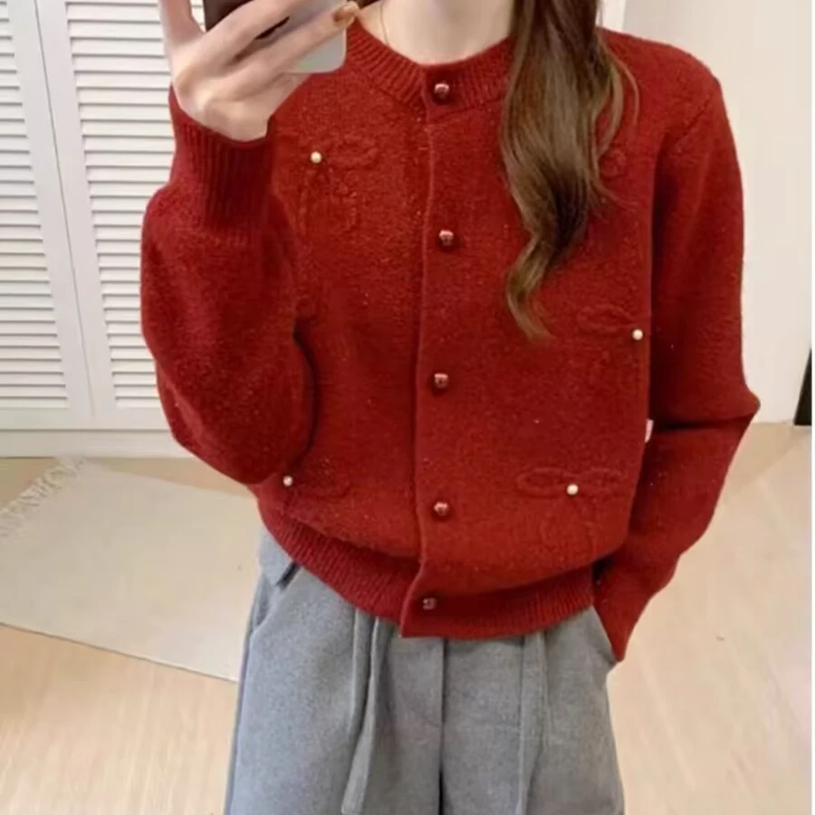 四股纱线闪晶加厚重工毛衣