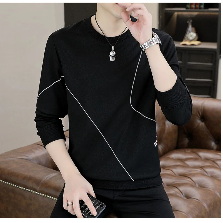 男士卫衣春秋季2025新款圆领长袖t恤潮流上衣服秋衣外穿打底小衫