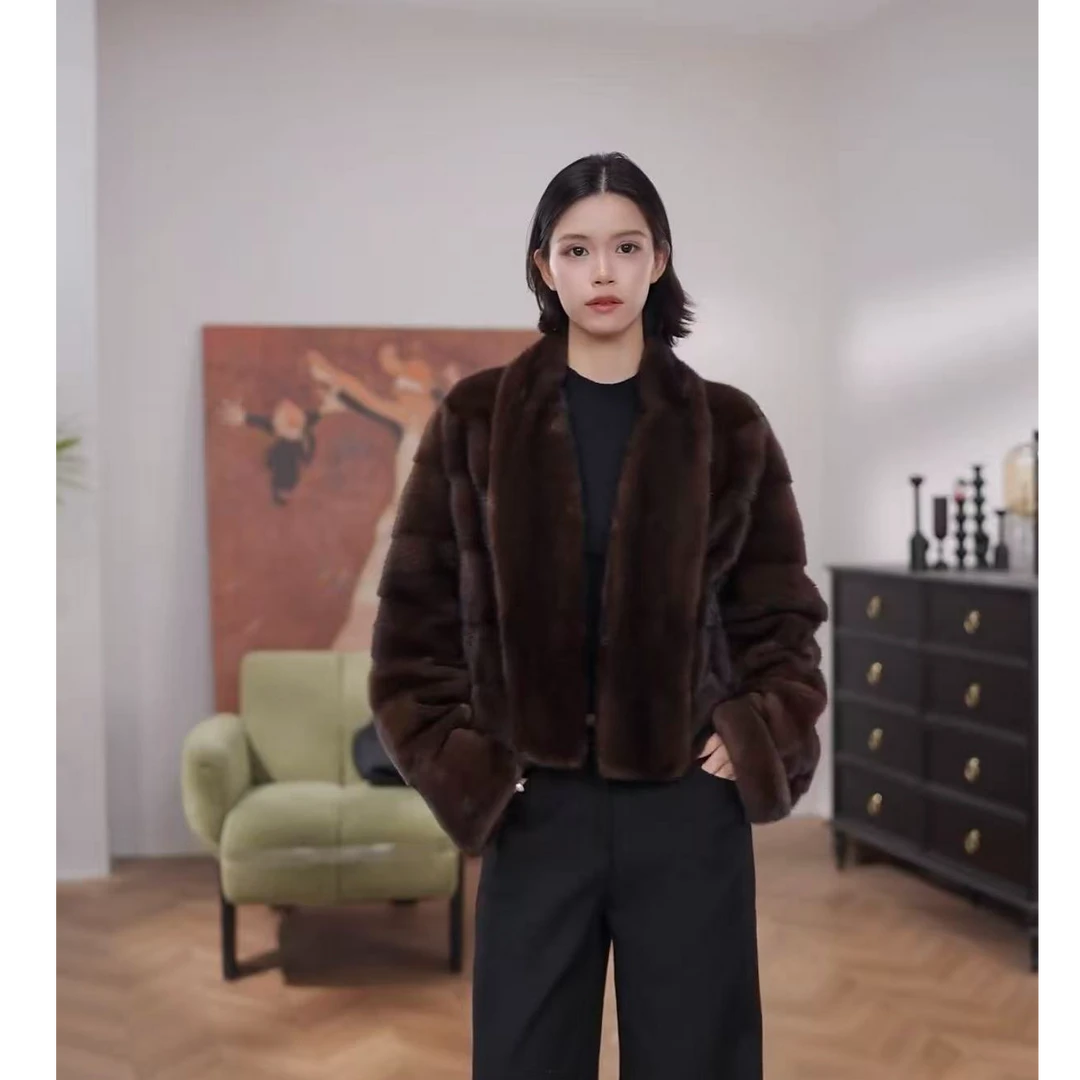 2025新款进口天鹅绒整貂时尚貂皮大衣年轻款水貂毛皮草外套女冬季