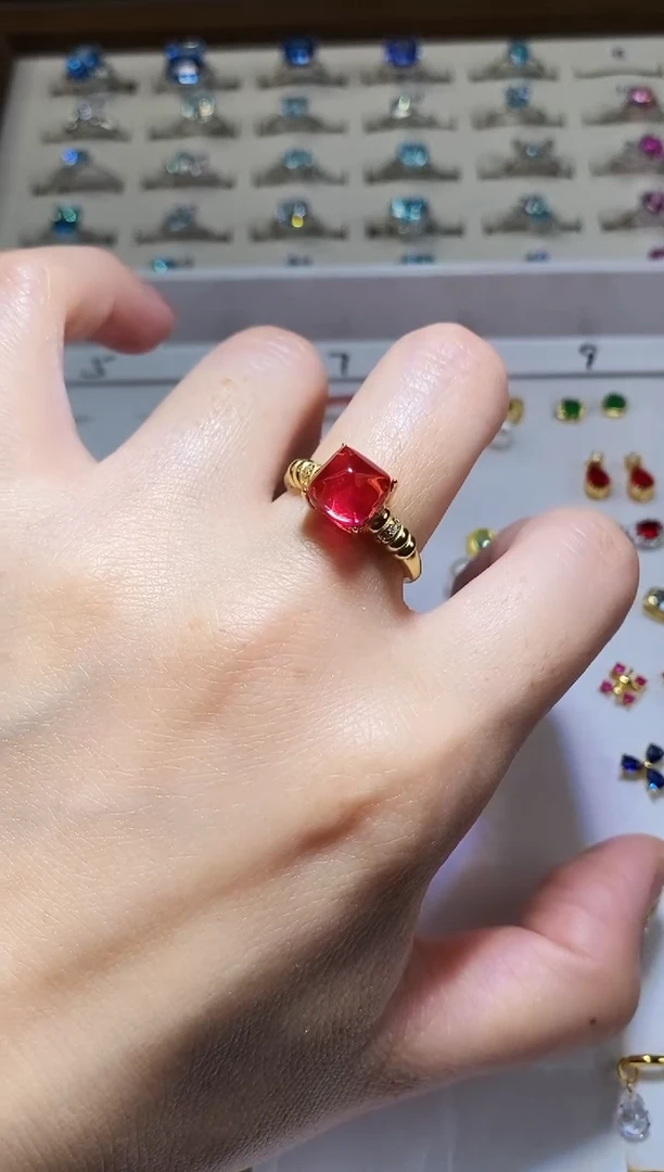 碧玺戒指银S925镶嵌S925