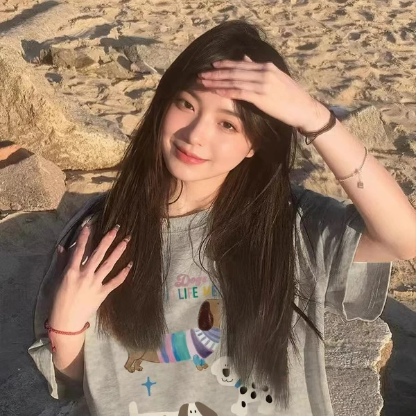 时尚休闲短袖t恤女夏季设计感小众潮牌宽松显瘦纯棉花灰色上衣潮