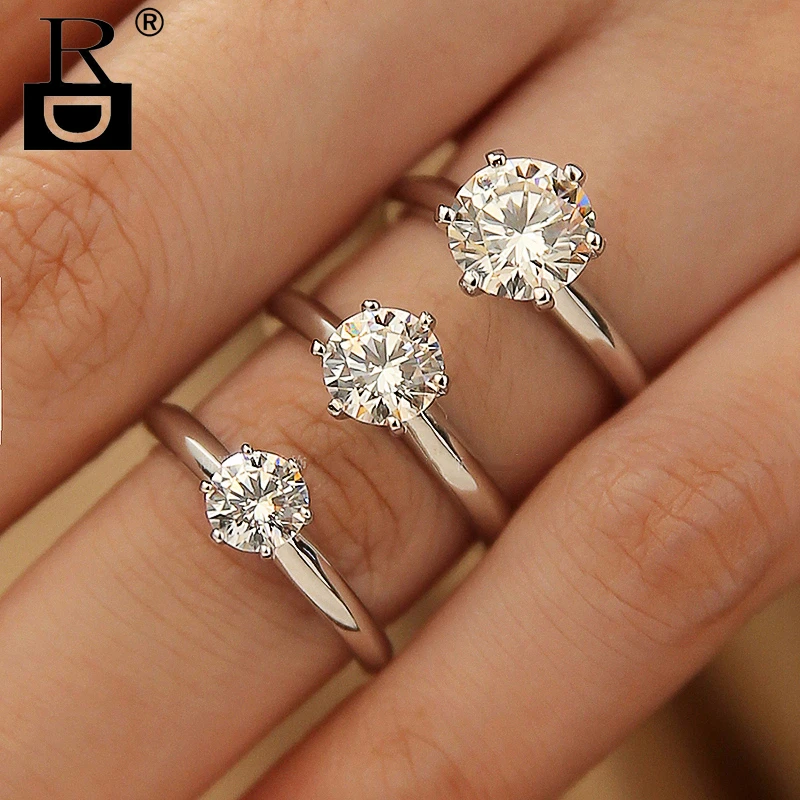 DR 足银戒指 经典六爪钻戒情侣对戒情人节礼物求结婚订婚礼物指环