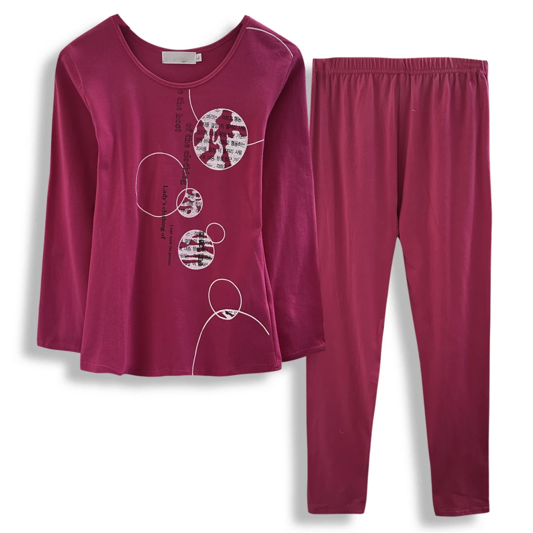 秋冬新品！女士圆领印花保暖内衣套装G19112