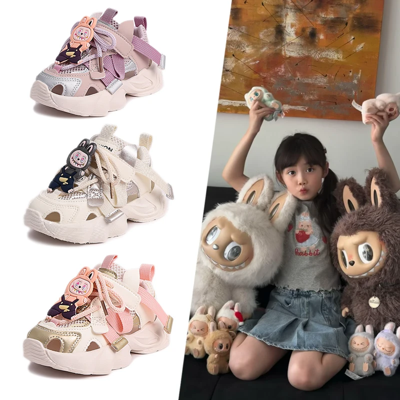 拉布布同款女童凉鞋包头2025新款儿童网面防滑运动网鞋镂空公主