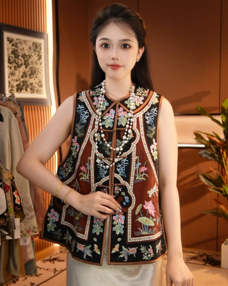 金玉满堂｜新中式国风时尚百搭重磅百万针刺绣背心2025b9003思思