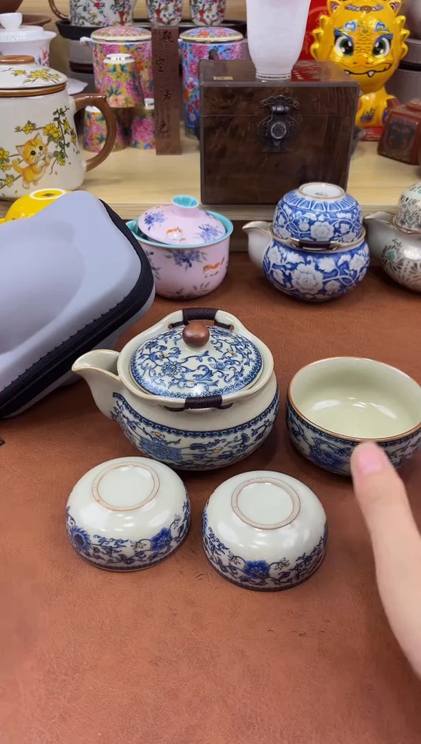 陶瓷茶具摆件旅行套组