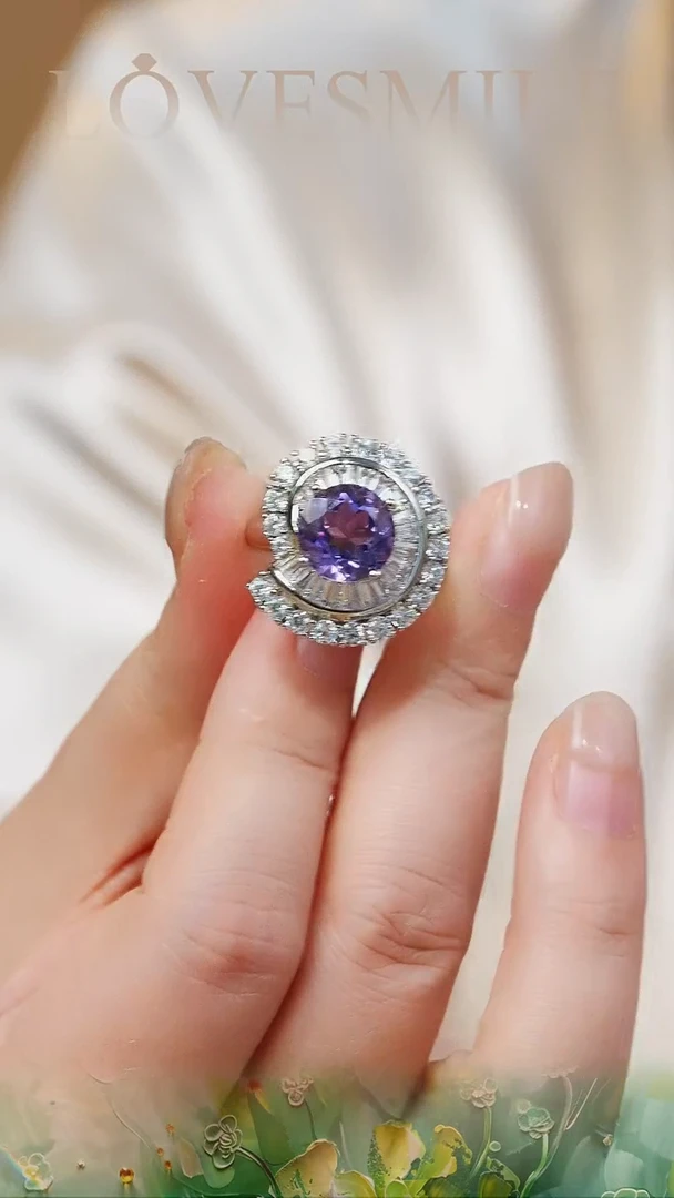 紫晶戒指银S925镶嵌089戒指