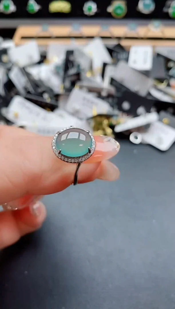 银S925镶嵌戒指翡翠1