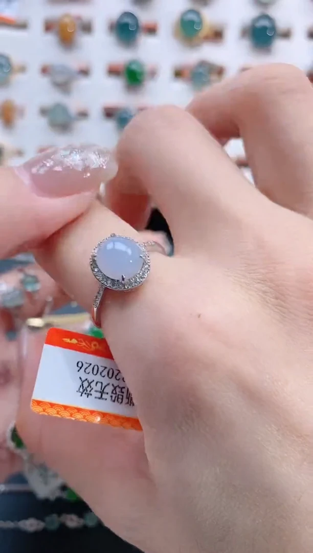 银S925镶嵌戒指翡翠天然翡翠