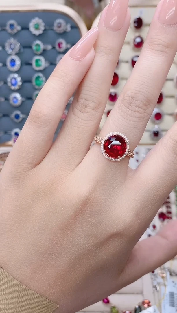 碧玺戒指18K金镶嵌碧玺4.2ct