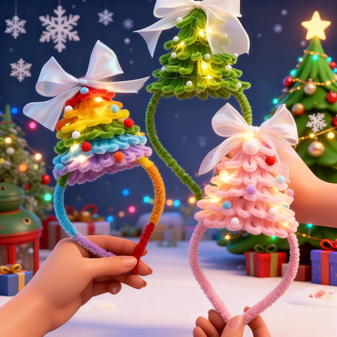 新款圣诞树扭扭棒diy材料包头饰发箍圣诞节装饰送女朋友闺蜜礼物