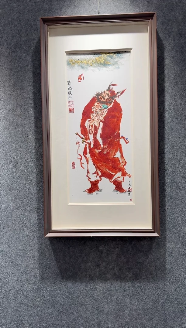 国画牛百川老师手绘 钟馗护子 80x40 现画 一物一拍