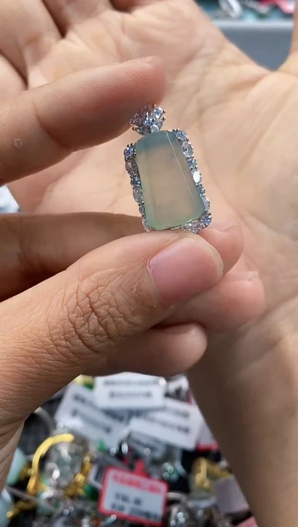 银S925镶嵌戒指翡翠 222       2