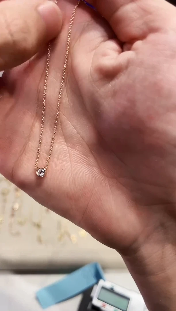 18K金镶嵌耳饰钻石18k金20分泡泡锁骨链