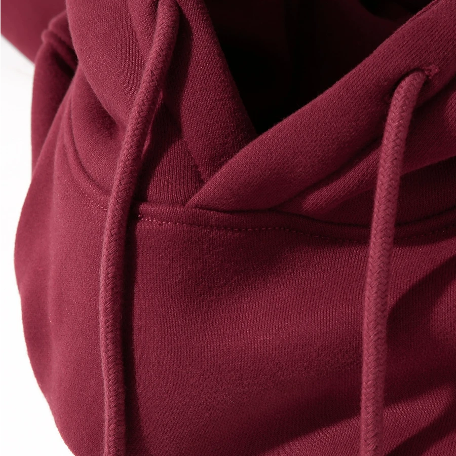 显白复古酒红色重磅美式纯色连帽卫衣春秋季休闲宽松休闲纯色帽衫