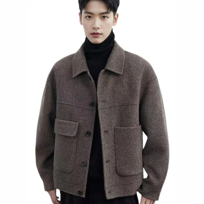 法尔利格男士新款秋冬毛呢短款高级感外套轻熟风夹克大口袋潮韩版