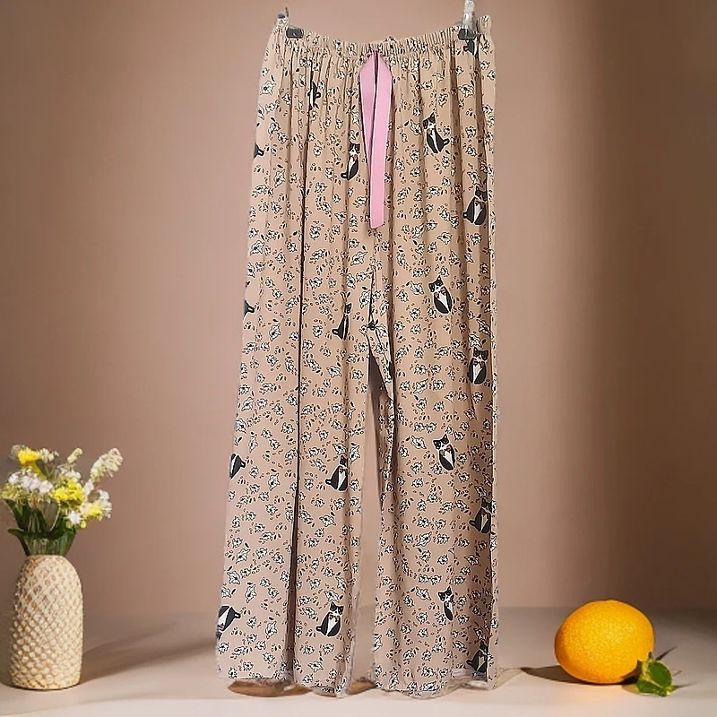 夏季人棉绵绸九分加大码宽松休闲阔腿裤网红直筒