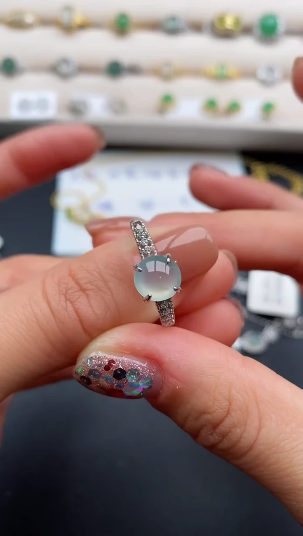 银S925镶嵌戒指翡翠8888888+1