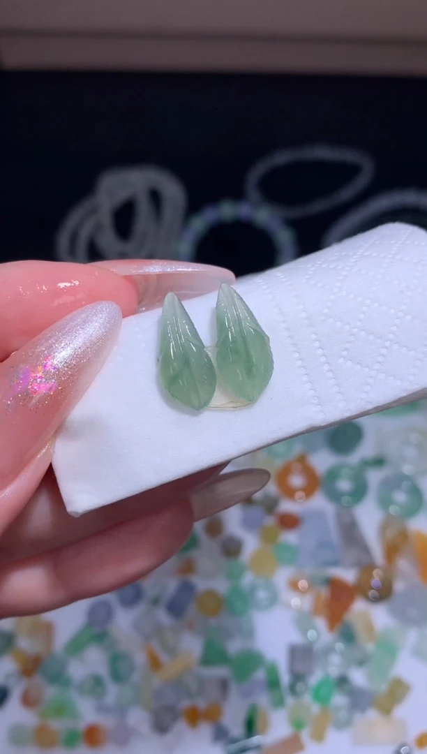 未镶嵌定制翡翠一对羽毛