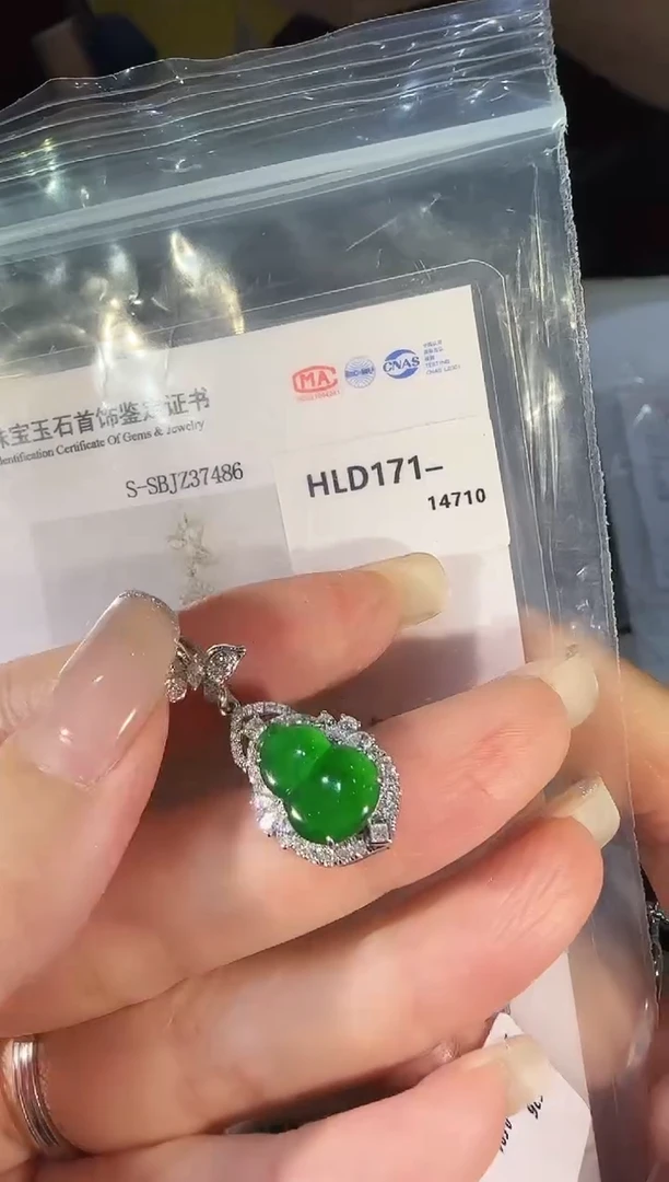 吊坠(不含链)18K金镶嵌翡翠精选M-HLD171