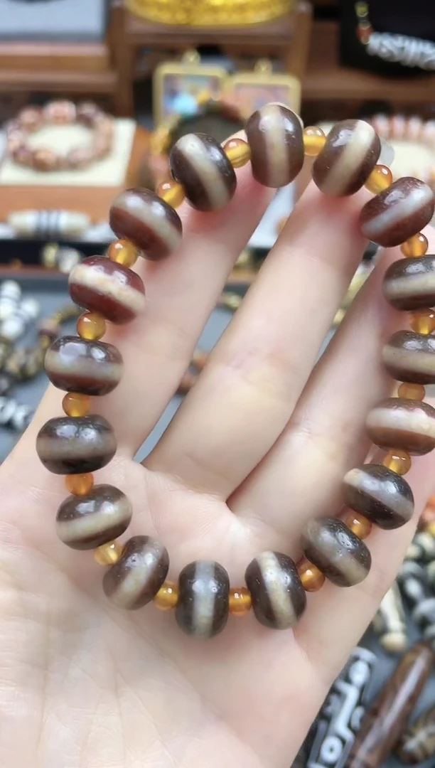 玛瑙/玉髓珠珠未镶嵌红肉药师手串