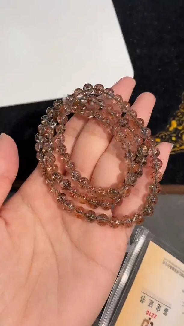 未镶嵌手链水晶14号黑金超三圈手链6.5mm