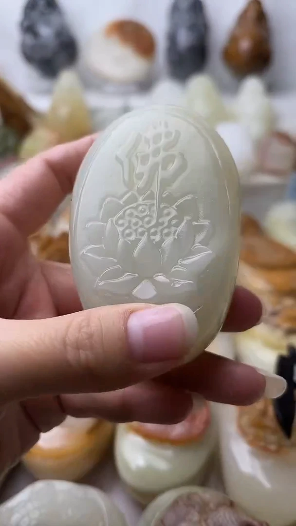 石材古青石棉纹正常不退换佛莲花