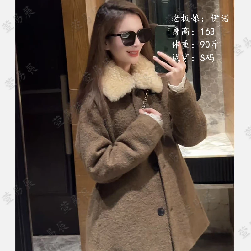 萱易展-“人生大衣”90白鹅绒苏力羊毛混纺羊皮毛一体毛领鹅绒服YY