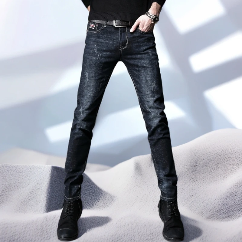 宾斯洛特秋季弹力牛仔裤男潮牌修身小脚裤韩版休闲新款男士长裤子
