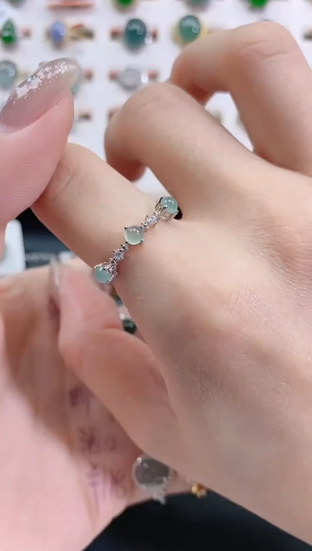 银S925镶嵌戒指翡翠天然翡翠