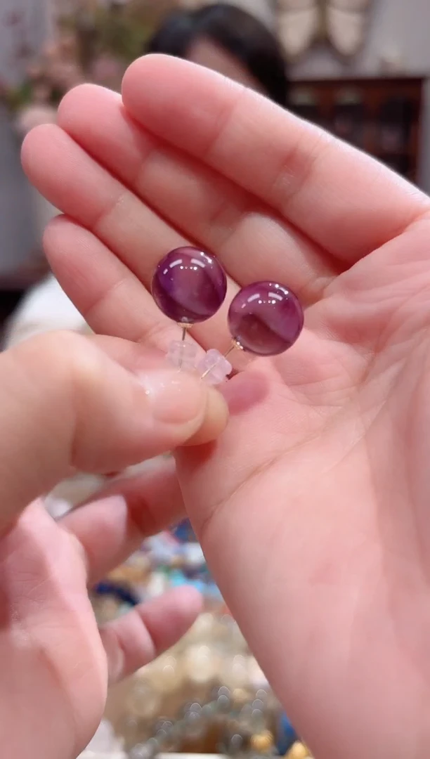 18K金镶嵌耳饰水晶设计款珠串13+