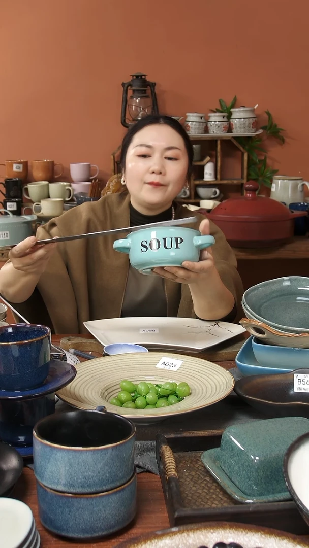 陶瓷2423陶瓷双耳碗一个微瑕