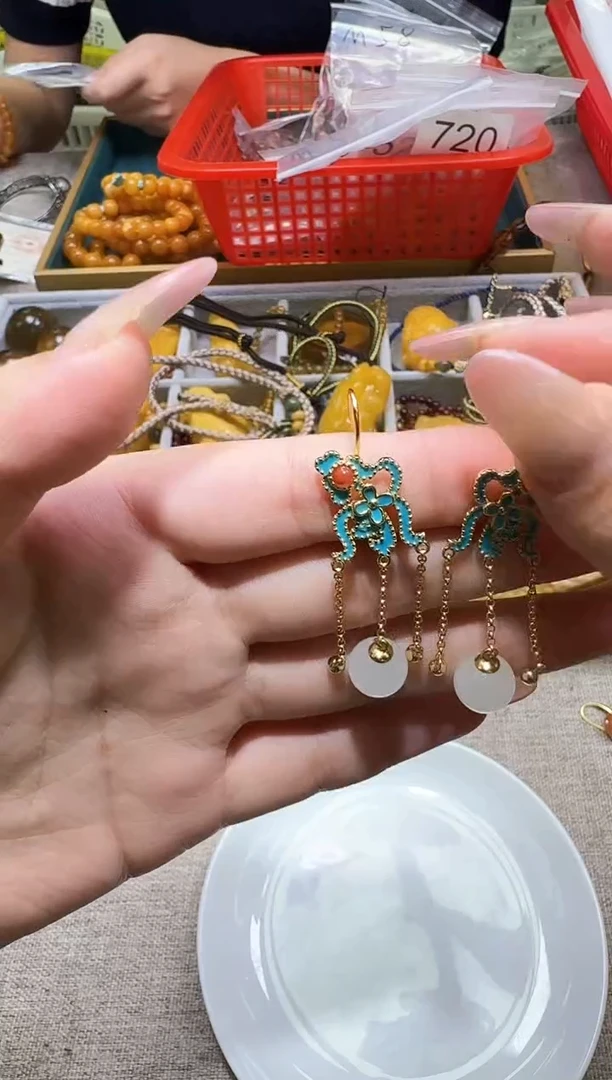 银S925镶嵌和田玉耳饰多样性发一件 665