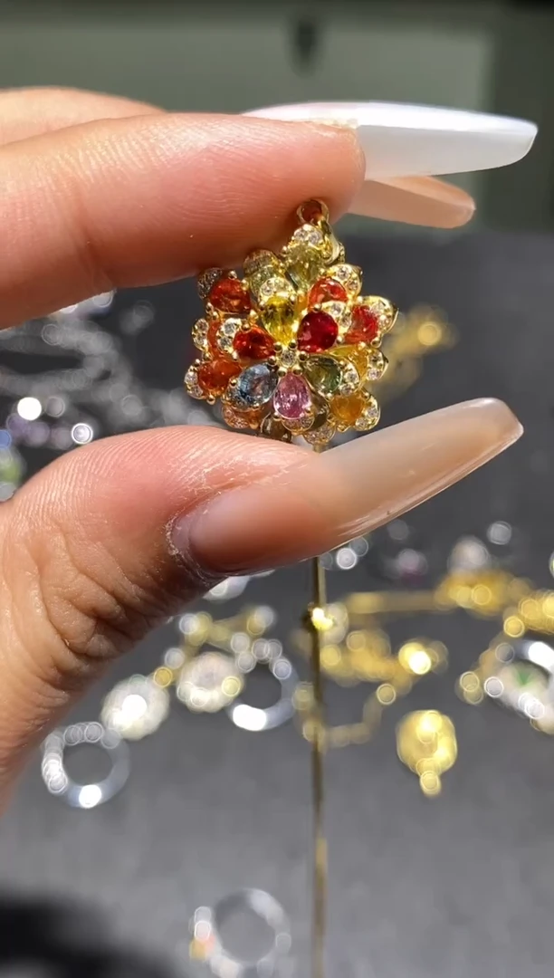 颈饰蓝宝石银S925镶嵌吊坠