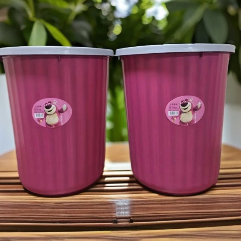家用草莓熊压圈大口径垃圾桶卧室宿舍大容量可爱垃圾纸篓
