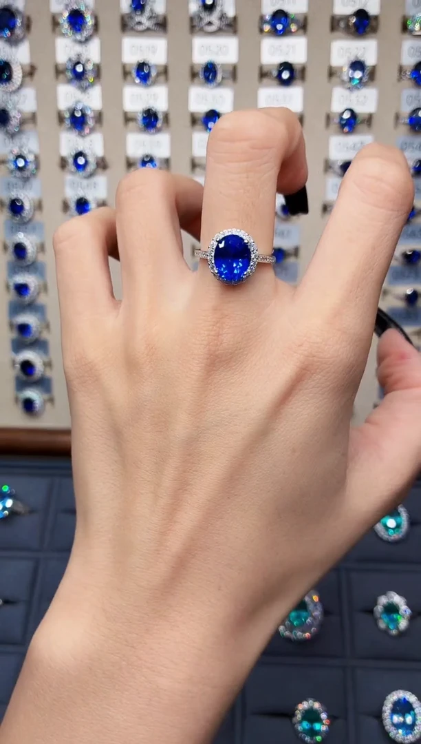 无925银无品牌 925银 轻奢女神款蓝小妖色系